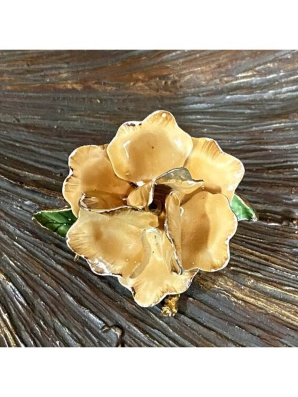 Gold Tone Layered Flower Petal Pin Vintage Mid Century Jewelry Statement Gift - Picture 4 of 8